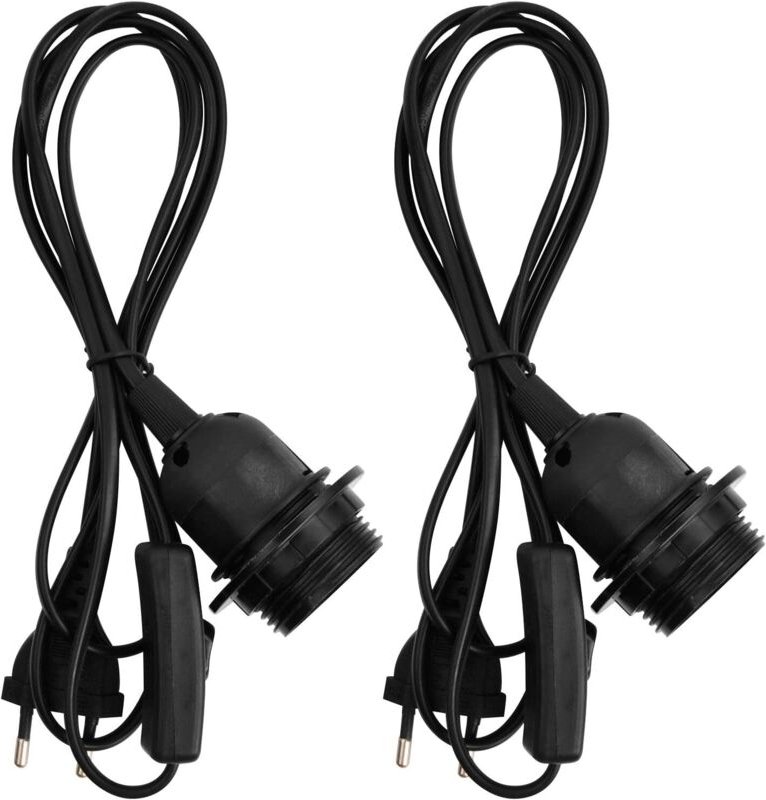 (Schwarz)2-teiliger Lampenhalter für E27-Glühbirne, E27-Fassung mit Schalter, E27-Pendelleuchtenhalter, mit Gewindering ...