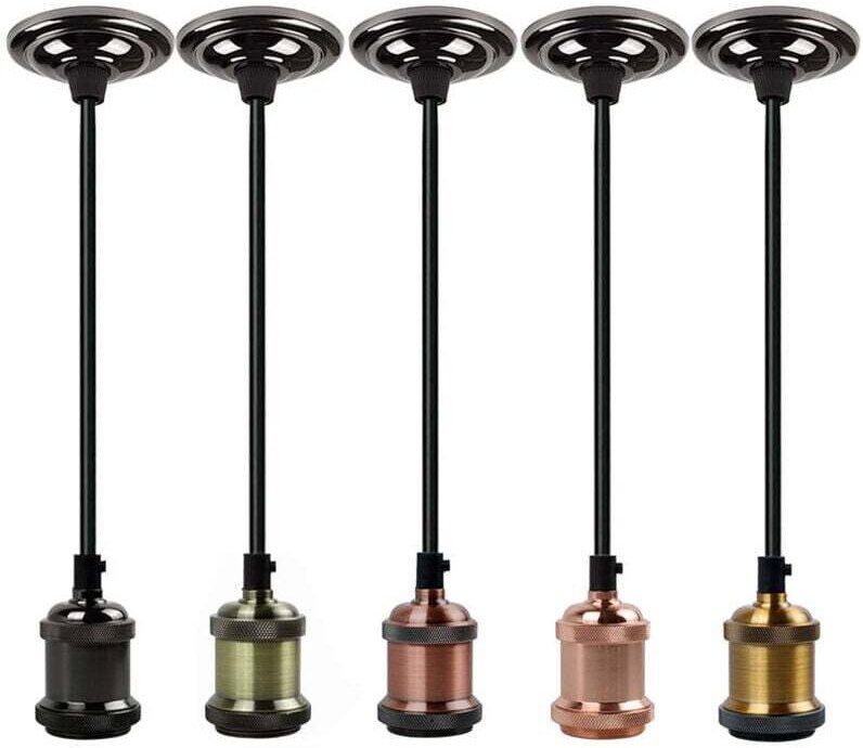 ALOVEZ E27 Fassung, E27 Kronleuchter-Pendelleuchtenfassung mit 1,5 m langem, geflochtenem Kabel für E27-Glühbirnen, Edis...