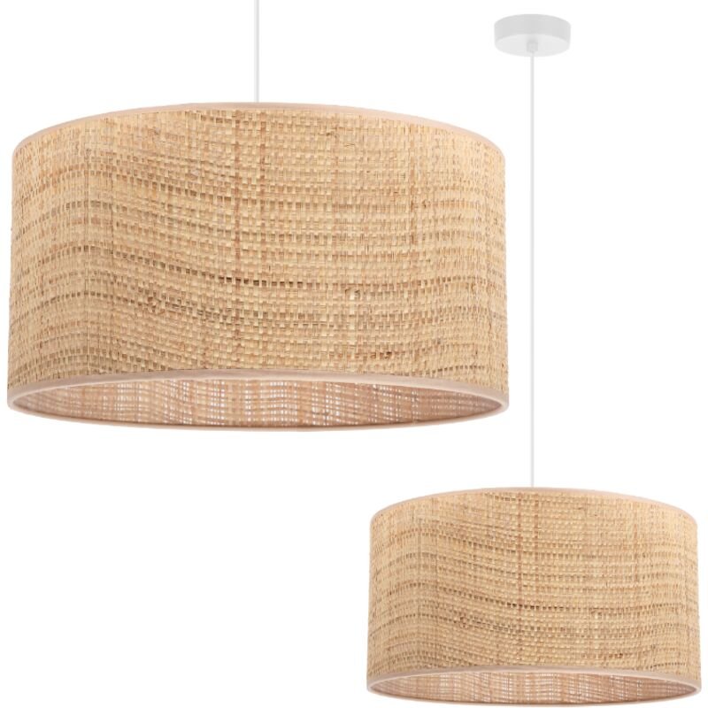 Weisse Rattan-Hängelampe 1 Flacher Rattan-Lampenschirm 40 Cm