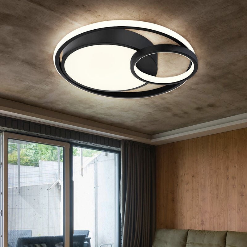 Globo - Deckenlampe Ring led Wohnzimmerlampe Deckenleuchte Modern Design, schwarz matt opal weiß, 1x led 36W 1400Lm warm...