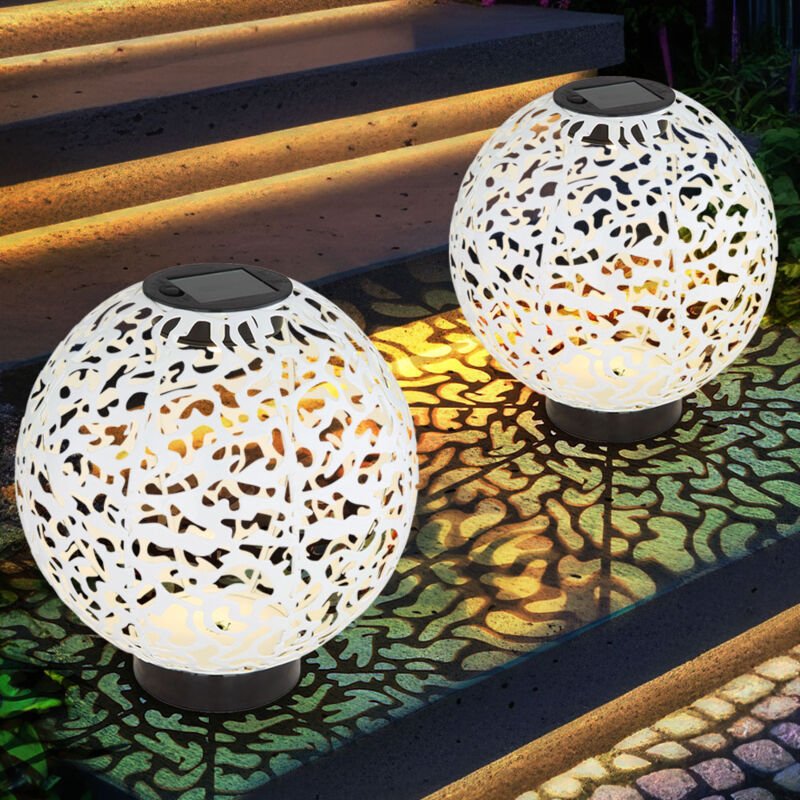 Solarkugel Solar Lampe Outdoor Garten Kugel led 20 cm Balkon Deko Leuchte, Lichteffekt Orientalisches Design in Betonopt...