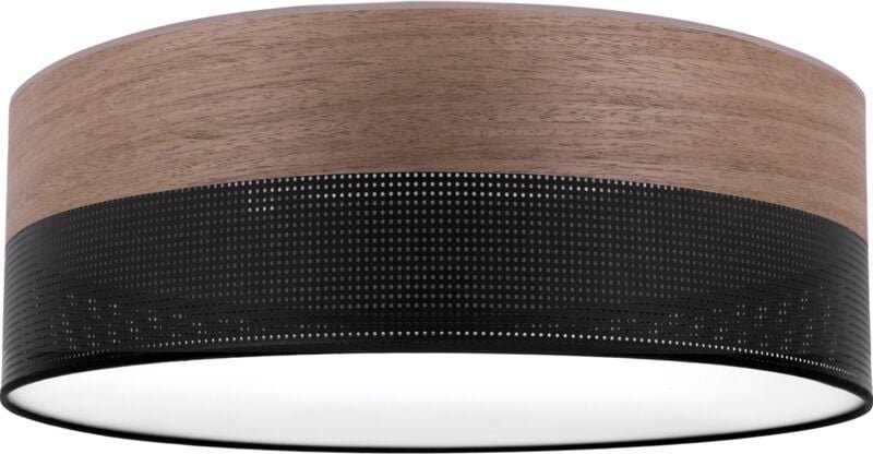 Holz Plexiglas Deckenleuchte Schwarz 40cm Nussbaum