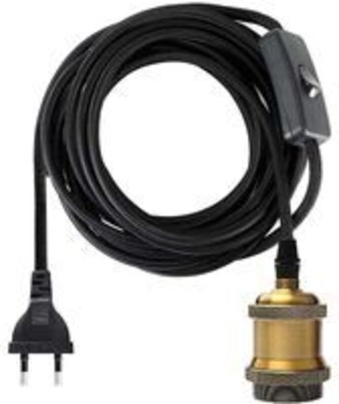 Ersandy - E27-Fassung mit Schalter, 1,2 Meter langes Kabel aus Stoff für Glühbirnenfassung/Edison-Retro-Pendelleuchte/Kr...