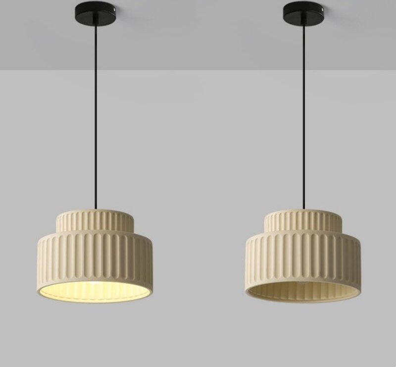 Moderne Hängelampe Höhenverstellbare Kronleuchter Dekoration Pendelleuchte Cremefarben E27 12W Warmweißes Licht - 2Pcs