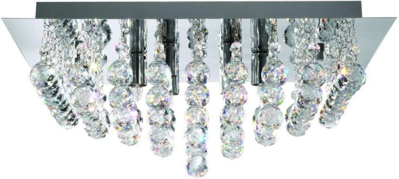 Searchlight - Hanna - 6 Licht quadratische Decke Semi Flush Light Chrom, Kristallglas, G9