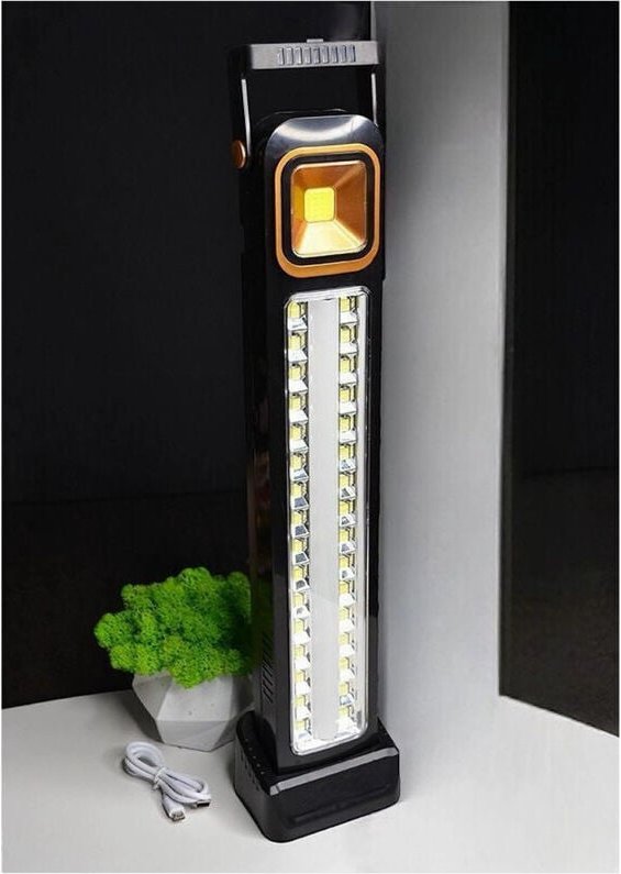 Thumbnail - Trade Shop Traesio - Trade Shop - Tragbare Taschenlampe, Notfalllampe, wiederaufladbar, usb, Solar-Ladefunktion, 32 LEDs...