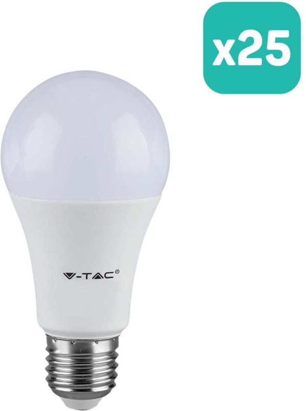 V-TAC LED-Glühbirne GLS - E27-Fassung - IP20 - Weiß - 8,5W - 806 Lumen - 3000K - 25er-Pack