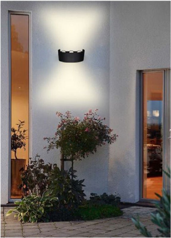 Trade Shop - LED-Außenwandleuchte 16 w crown IP65 up & down schwarz warmes kaltes natürliches licht -