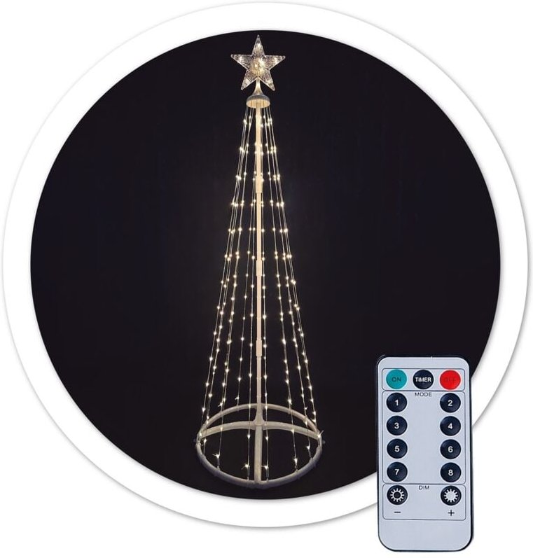 GSC - Isoka led Baum 1,5M 8 Funktionen mit Fernbedienung Warmes Licht IP44