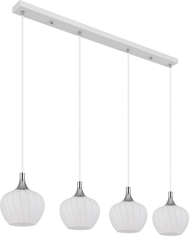 Hängeleuchte Pendelleuchte Esszimmerlampe 4-Flammig Glas weiß gemustert L 100 cm