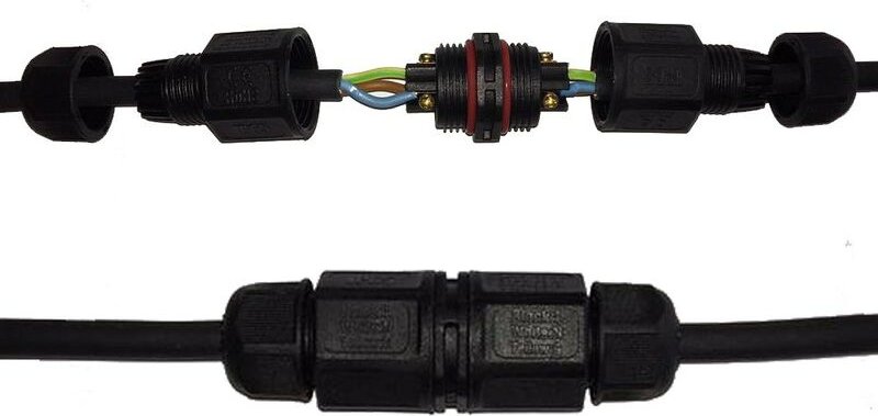 Europalamp - IP68 450V Schwarz 3-Draht wasserdichter Stecker für Anschlüsse von 0.5mm2 bis 2.5mm2