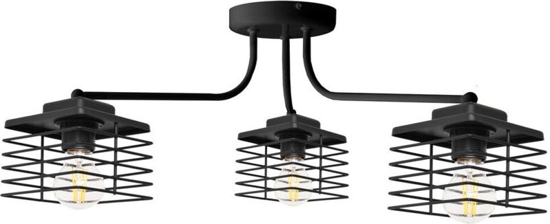 Edison Halbbündige Deckenleuchte mit mehreren Armen Schwarz 65cm - Helam