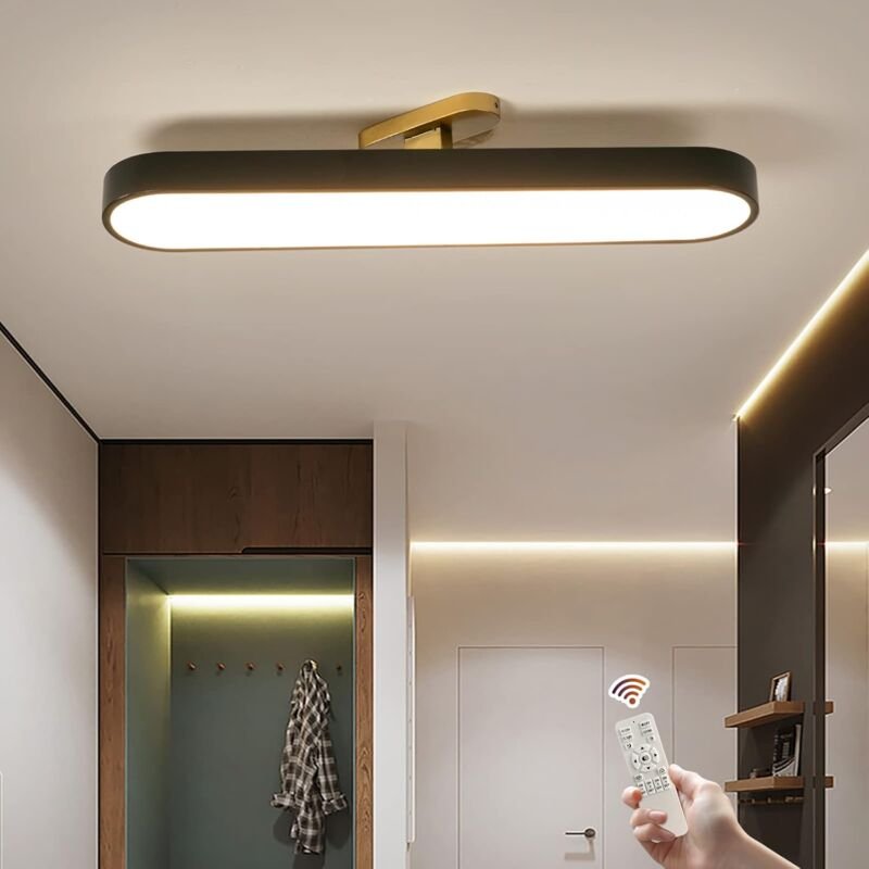 Moderne Dimmbare Deckenleuchte, Lineare LED-Deckenleuchte aus Acryl mit Fernbedienung, verstellbare, halb flächenbündige...