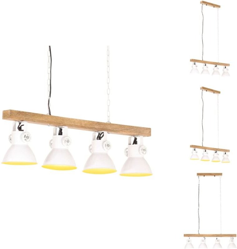 Deckenlampe Industriestil Weiß E27 Mangoholz - Dekanleuchte - Industrielampen - Wohnraumbeleuchtung - Küchenlampen - Ess...