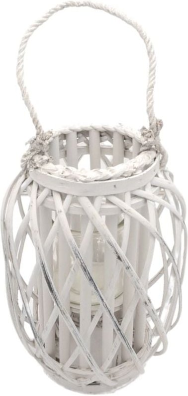 Buri - Bambusholz Laterne 30 cm mit Glaseinsatz und Henkel Kerzenhalter Deko Windlicht