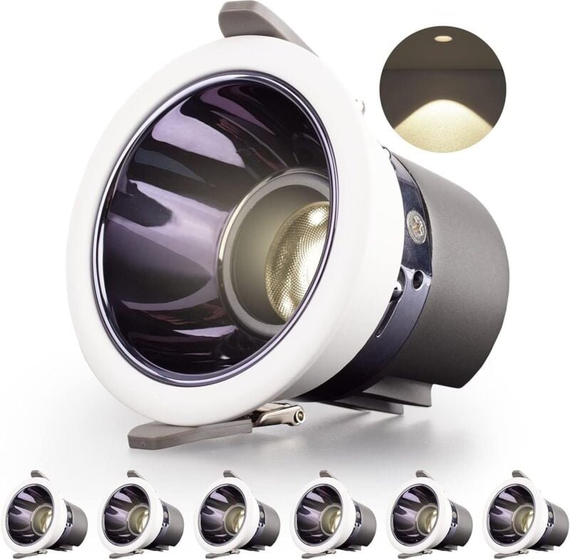 6er-Pack 7 W 700 lm = 70 W Glühlampe LED-Badezimmerstrahler, IP44, Naturweiß 4000 K, AC 220–240 V, Ausschnitt 70–75 mm, ...