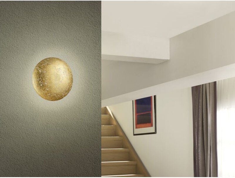 LED Wandleuchte CHIROS aus Metall, indirekte Beleuchtung in Blattgold, Ø 22cm