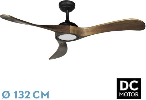 Ventilator dc castelo 18w schwarz/eiche 3aspas 132d dimmbar dimmbar 2250lm 3000k,4000k,6000k remote+timer+memory