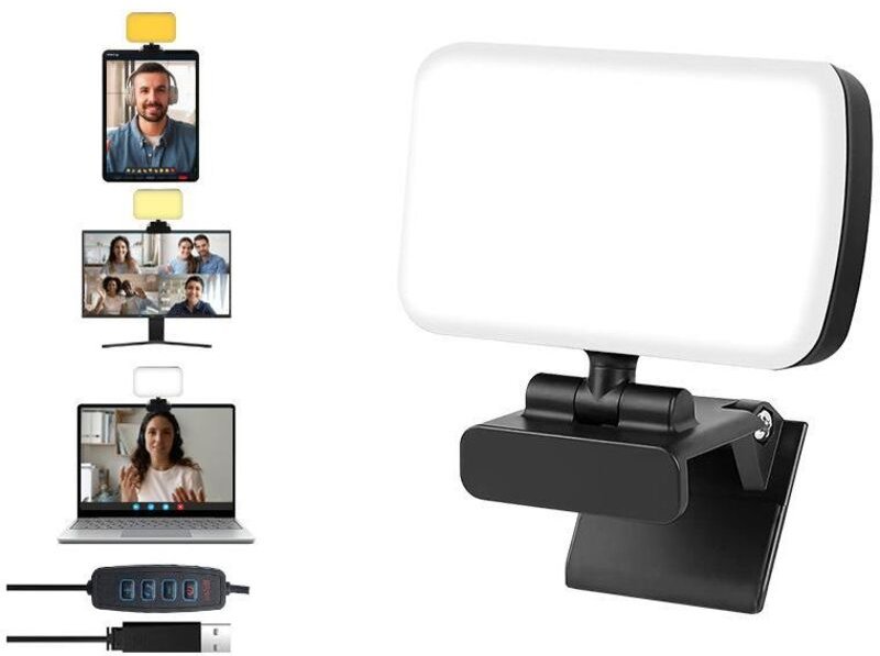 80-LED-Videokonferenzleuchte, 3 einstellbare Beleuchtungsmodi, Farbtemperatur 3000K–6000K, mit Klemme, für PC, Laptop un...