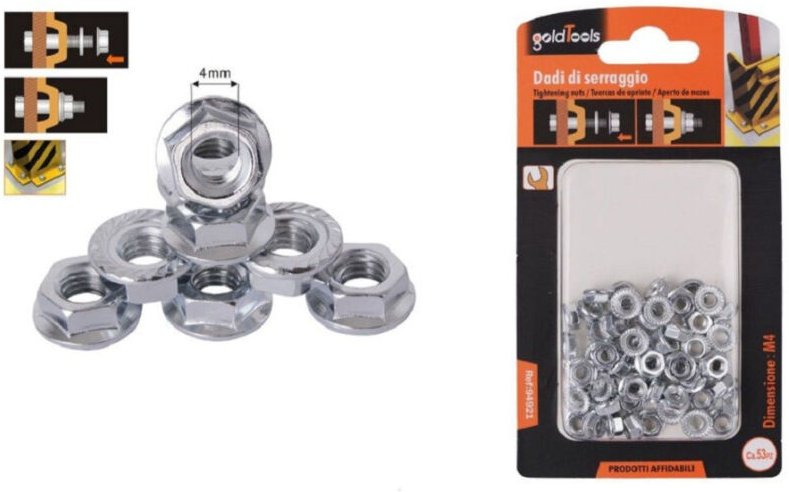 Trade Shop Traesio - Trade Shop - satz 53 stück sechskantflanschmutter M4 bolzen schraube 4MM 94921 -