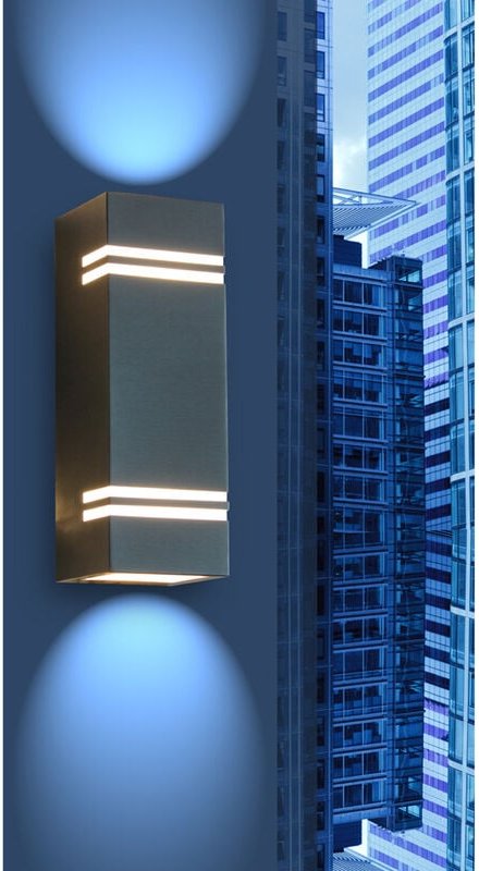 Lutec - Edelstahl led Außenwandleuchte stripes, Fassadenbeleuchtung, Up & Downlight