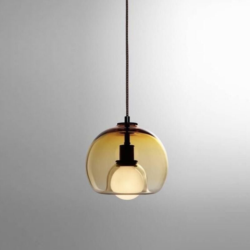 Industrie Vintage Pendelleuchte E27 Glas Lampenschirm Hängelampe Glas Lampenschirm Hängelampe - Bernstein Ø20CM