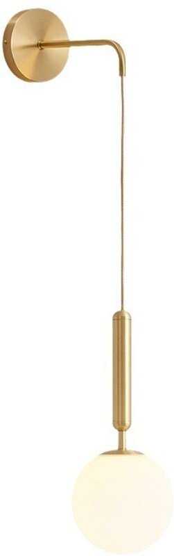 Vintage-Industrie-Wandleuchten, 15 cm weiße Glaskugel und goldene Metall-Wandleuchte für Schlafzimmer, Wohnzimmer (Licht...