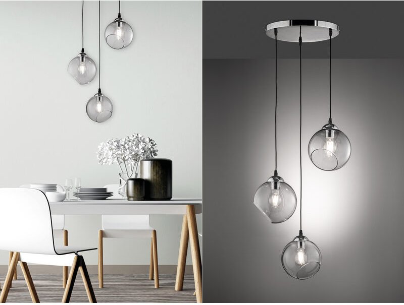 Thumbnail - Led Pendelleuchte 3-flammig mit Rauchglas Glaskugeln, ø 35cm