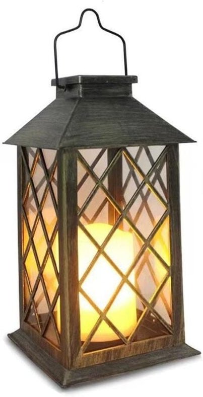 Außenlaternen – Solarbetriebene Außenbeleuchtung – Wasserdicht – Solarlaternen aus Metall – Mit Blinkeffekt – Vintage-Hä...