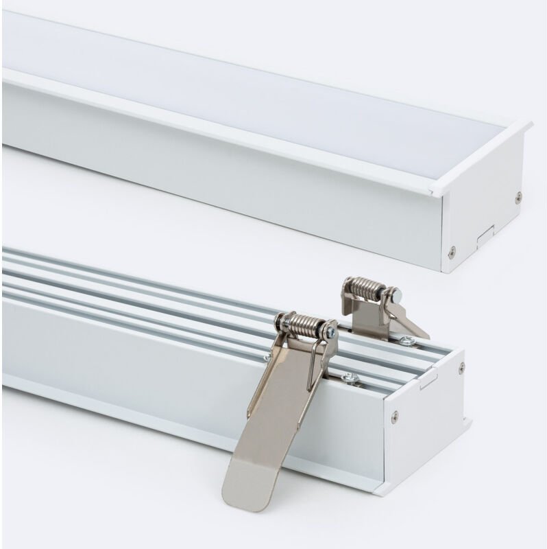 Aluminiumprofil Architektonisch Großformat mit durchgehender Abdeckung für led Streifen bis 40 mm Weiß 2 m Weiß transluz...