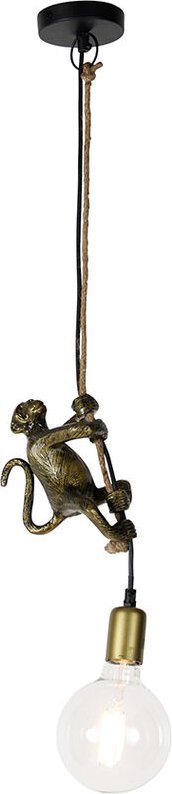 Klassische Pendelleuchte Gold mit Seil - Animal Monkey