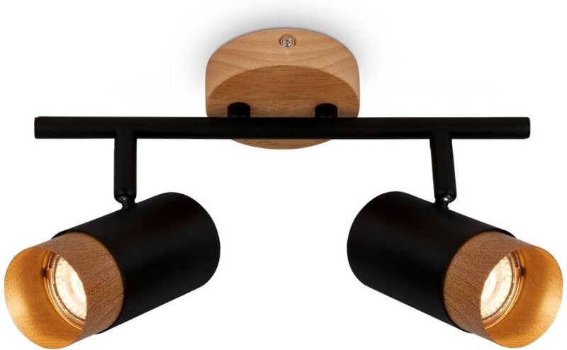 Spotleuchte,schwarz,mit Holz, exkl. 2xGU10/max.9W