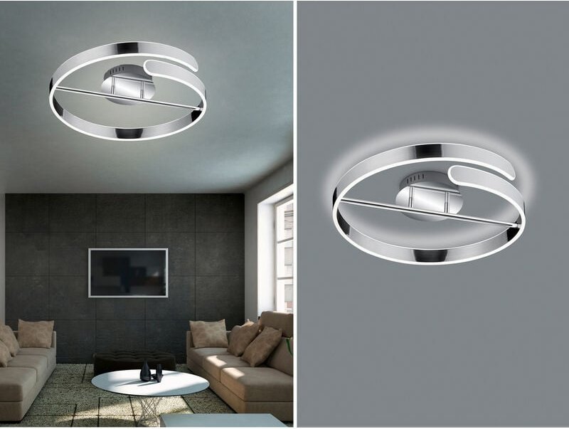 Thumbnail - Led Deckenleuchte parma Metall Chrom/Weiß 3 Stufen Dimmer Ring, ø 50cm