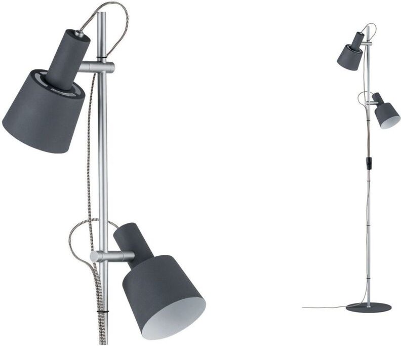 Neordic Haldar Stehleuchte 2-flammig Dunkelgrau Chrom