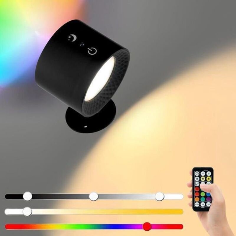 Kabellose Wandleuchte für den Innenbereich mit Fernbedienung oder Touch-Steuerung, 3 einstellbare Farbtemperaturen, 9 RG...