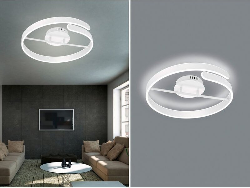 Reality Leuchten - led Deckenleuchte parma Metall Weiß matt 3 Stufen Dimmer Ring, ø 50cm