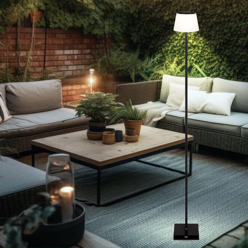 Thumbnail - Stehlampe Stehleuchte Standleuchte Beistellleuchte Außenlampe mit Touchdimmer, Metall Kunststoff schwarz, Akku cct usb, ...