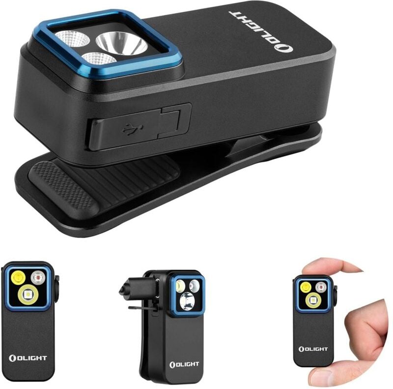 Oclip Pro Clip-Taschenlampe, 3 Lichtquellen, 5 Modi, 500 lm, 120 m, maximale Leistung. Mini-Taschenlampe, langlebig, 144...