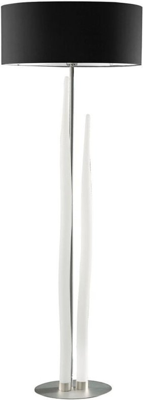 Inspired Mantra Estalacta Stehleuchte 3-flammig GU10 für den Innenbereich, Silber/Opalweiß mit schwarzem Schirm