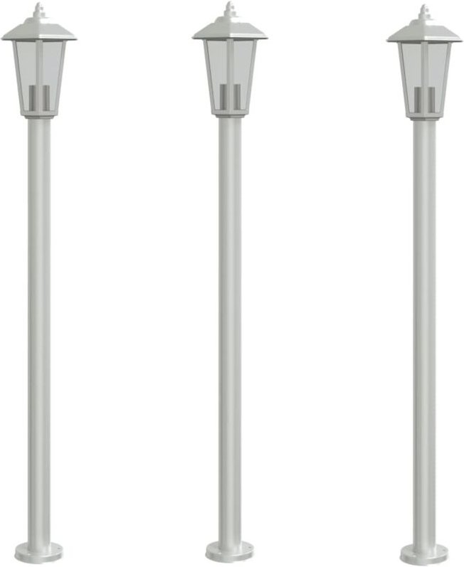 Wegeleuchten 3 Stk. Silbern 120 cm Edelstahl Vidaxl