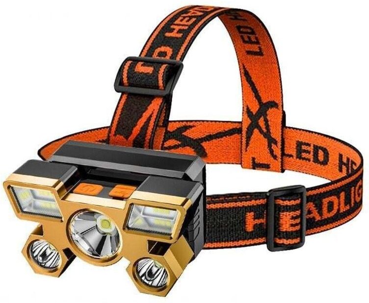 USB-wiederaufladbare Stirnlampe, 5 LED-Scheinwerfer mit Akku, 90-Grad-Drehung, wasserdichte Stirnlampe für die Arbeit im...