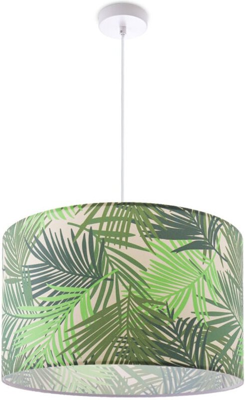 Pendelleuchte Esstisch Lampenschirm Küchenlampe Wohnzimmer Modern Jungle Palme Grün (Ø38cm), Pendelleuchte - Weiß - Paco...
