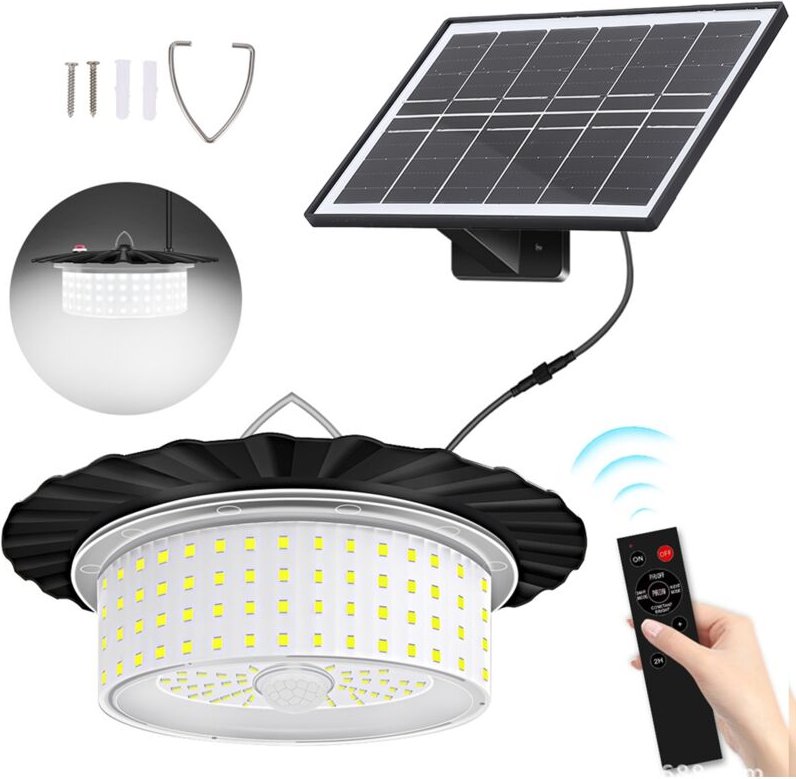 Decdeal Solaranhänger Leicht wasserfeste LED -Schuppen 5 Modi Bewegungssensor Timer Lampe mit Fernbedienung für Garten i...