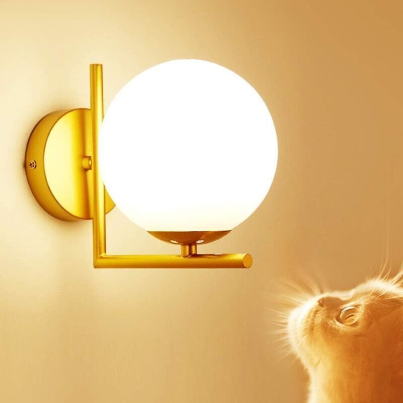 Moderne kreative Wandleuchte mit Glaskugelschirm, E27 Gold-Finish Wandleuchten Beleuchtungskörper Wandhalterung Licht Me...