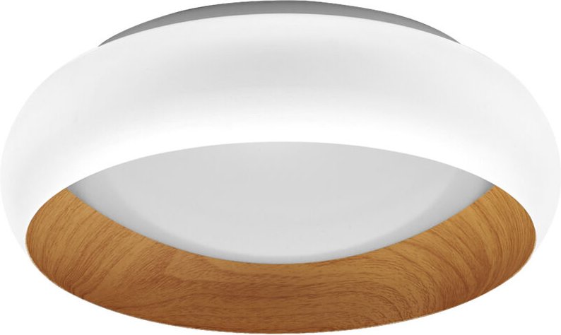 Orbis Livia LED-Deckenleuchte mit Metallring, weiß/Holzdekor, 16W, 750lm, 3000K, 300mm, 830 freundliches Warmweiß, durch...