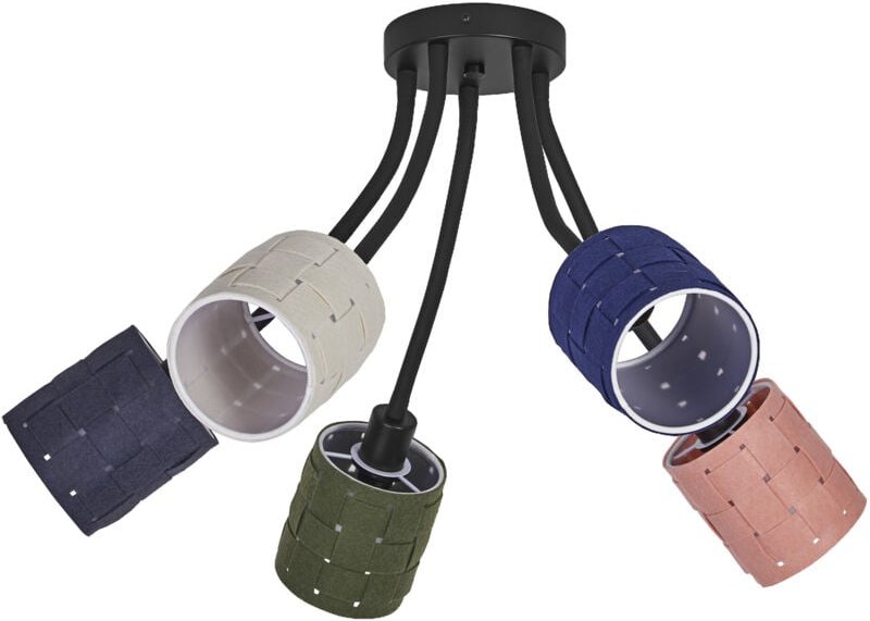 5-flammige Dekor Dosen Deckenleuchte aus Filz und Metall, E14, Länge 630 mm, warmes Licht dank des gewebten Lampenschirm...