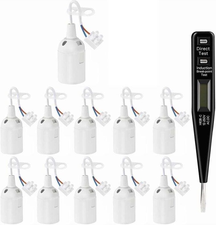 11 Stück E27 weiße Fassung, E27 Renovierungsfassung, 250V 4A Lampenfassung mit Kabel, Baustellenfassung, Bajonettadapter...