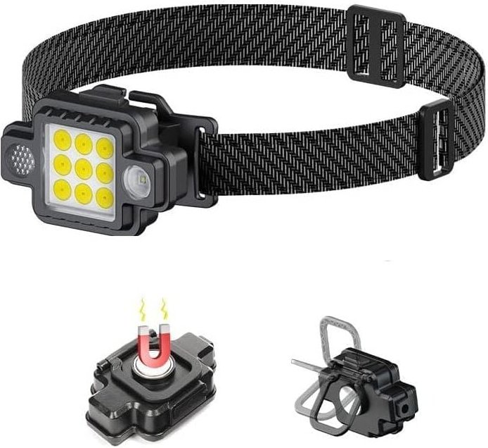 Aougo - Stirnlampe, ultrastarke LED-Stirnlampe, 5 Beleuchtungsmodi, verstellbar, leichte und wasserdichte Taschenlampe, ...