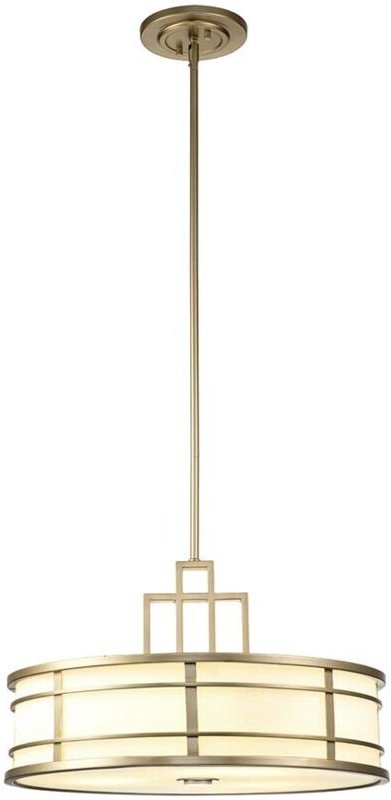 Pendelleuchte Deckenlampe Hängelampe Wohnzimmerlampe Stahl Glas Messing d 53,3cm