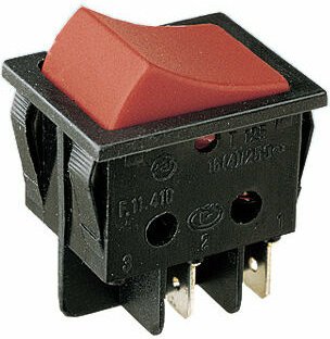 Electro Dh - Zweipoliger Schalter 11.405.IL/NR Lichtart 16A/250V Faston on-off Farbe Schwarz und Rot 8430552016655